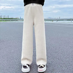Pantalons à jambes larges pour filles, en velours côtelé, décontractés, à jambes droites, tendance, pantalons longs amincissants, nouvelle collection printemps et automne