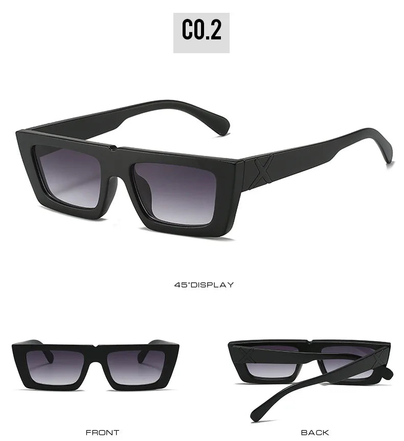 Lunettes de soleil à spoage X, petit cadre carré, temples personnalisés, accessoires streetwear quotidiens pour femmes, protection UV pour hommes, conduite