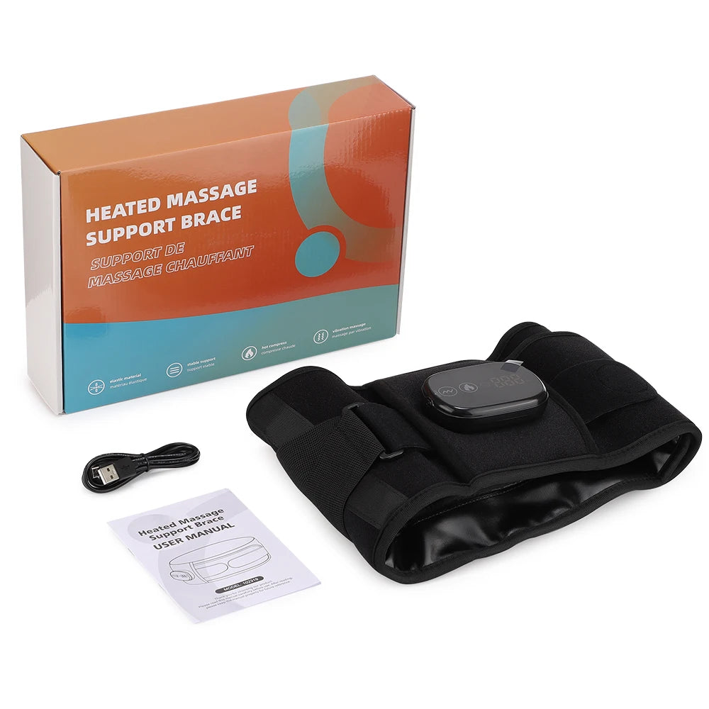 Electric heated waist massager, vibration-powered hot compression massage belt, lumbar decompression brace, lower back support, muscle relaxation