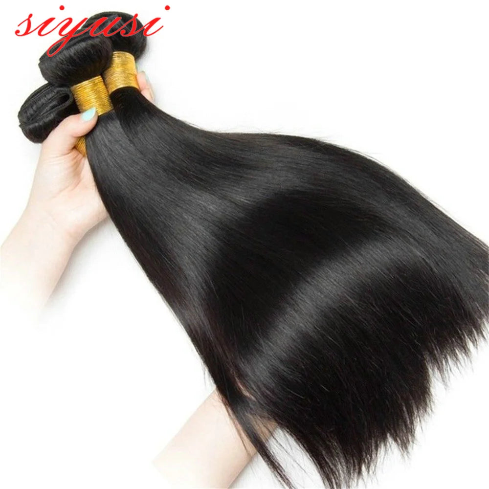 Paquets brésiliens de cheveux raides 1/3/4 pièces 100% cheveux humains non transformés paquets droits Extensions de cheveux humains pour les femmes noires