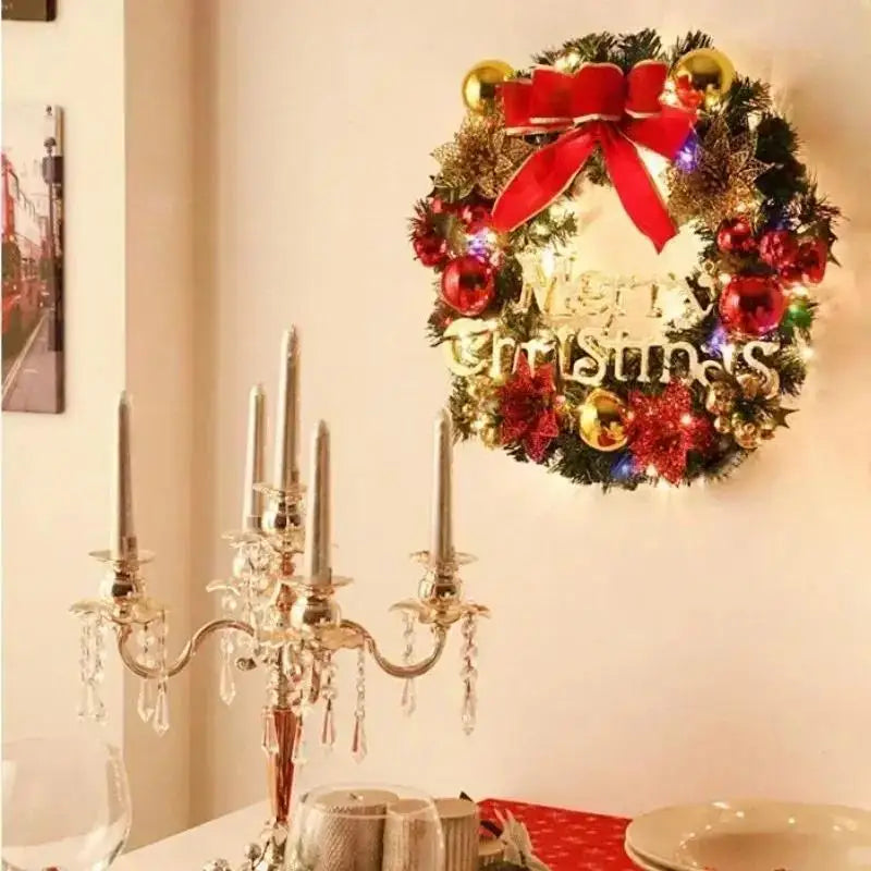Décorations de noël 45cm, couronne artificielle pour porte suspendue, accessoires de fenêtre, arrière-plan, accessoires d'arbre de noël