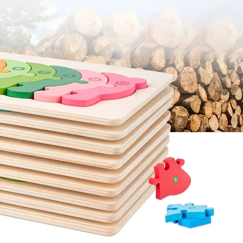 Puzzles en bois pour enfants, puzzle de chiffres, puzzles de dinosaures et animaux, trafic, jouets de puzzle de personnages pour garçon et fille, cadeau idéal, 1-6