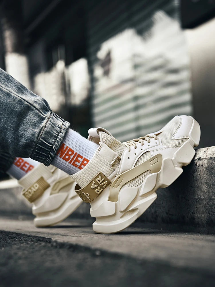Chaussures pour hommes nouveau haut de gamme Beige hommes baskets grosses hommes chaussures rehausser la mode décontracté grande taille amortissement chaussures de Tennis Zapatillas