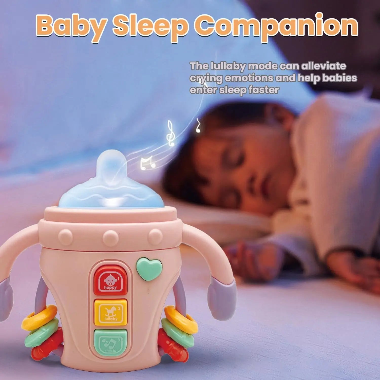 Hochet pour bébé, jouet d'apprentissage sensoriel Musical avec musique et lumières, sucette de dentition pour tout-petits, garçons et filles, cadeaux 0-24M