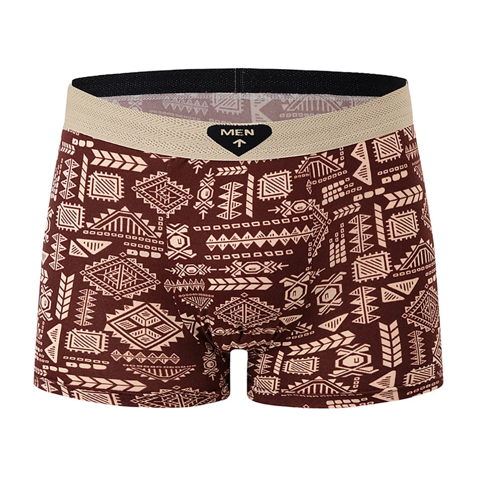 Fashionable and versatile printed underwear for men, 5-piece set, all seasons, comfortable, plus size, youthful boxer shorts, casual shorts