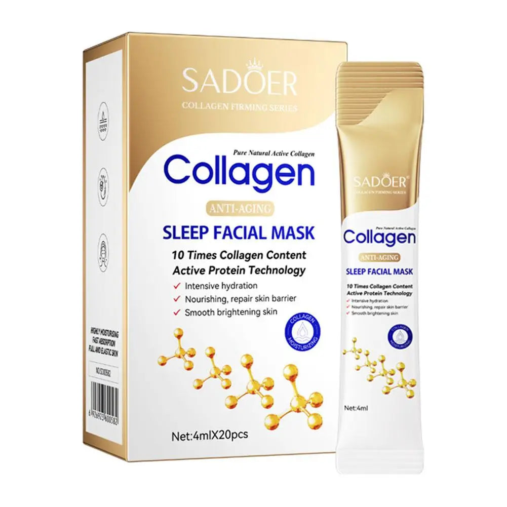 Masques qualifiée aux de sommeil au collagène pour femmes, hydratant en profondeur, éclaircissant, raffermissant, soin de la peau, 20 pièces