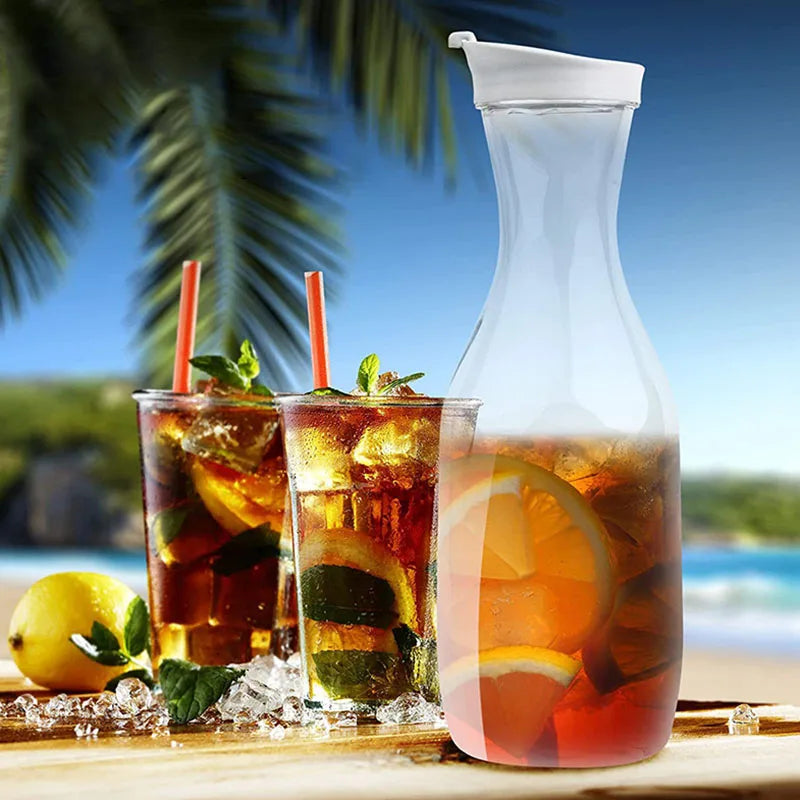 Grande bouteille d'eau en plastique avec bouchon rabattable, récipient à jus à base carrée, bouteille d'eau en plastique transparent, bouteille de lait de boisson, 50 oz