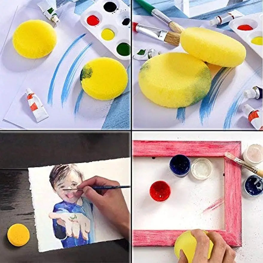 Round synthetic watercolor painting sponges, 12 pieces, artist sponge for face painting, painting, crafts, pottery, clay