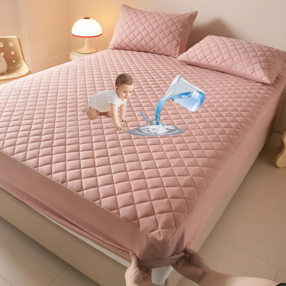 Waterproof mattress cover, anti-mite, soft, comfortable, breathable, fitted sheet not included, pillowcase