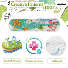 100 pièces enfants Bandages en vrac enfants mignon dessin animé Bandages bandes adhésives flexibles médical imperméable respirant pour les enfants