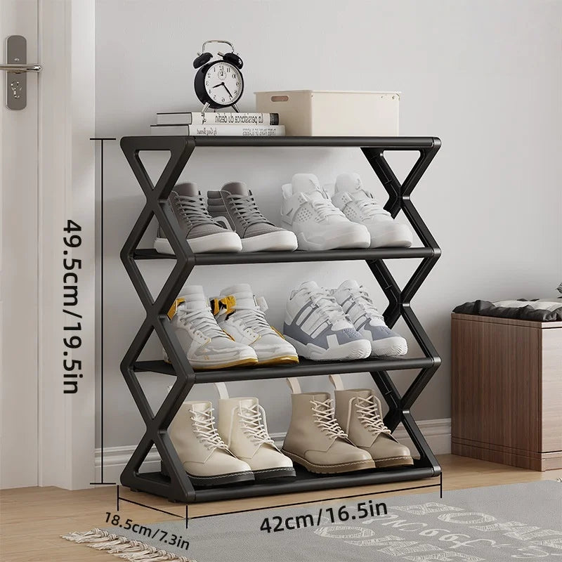 Organisateur de chaussures à 4 niveaux, étagère à chaussures pliable gain de place organisateur de rangement de chaussures debout pour placard couloir entrée chambre