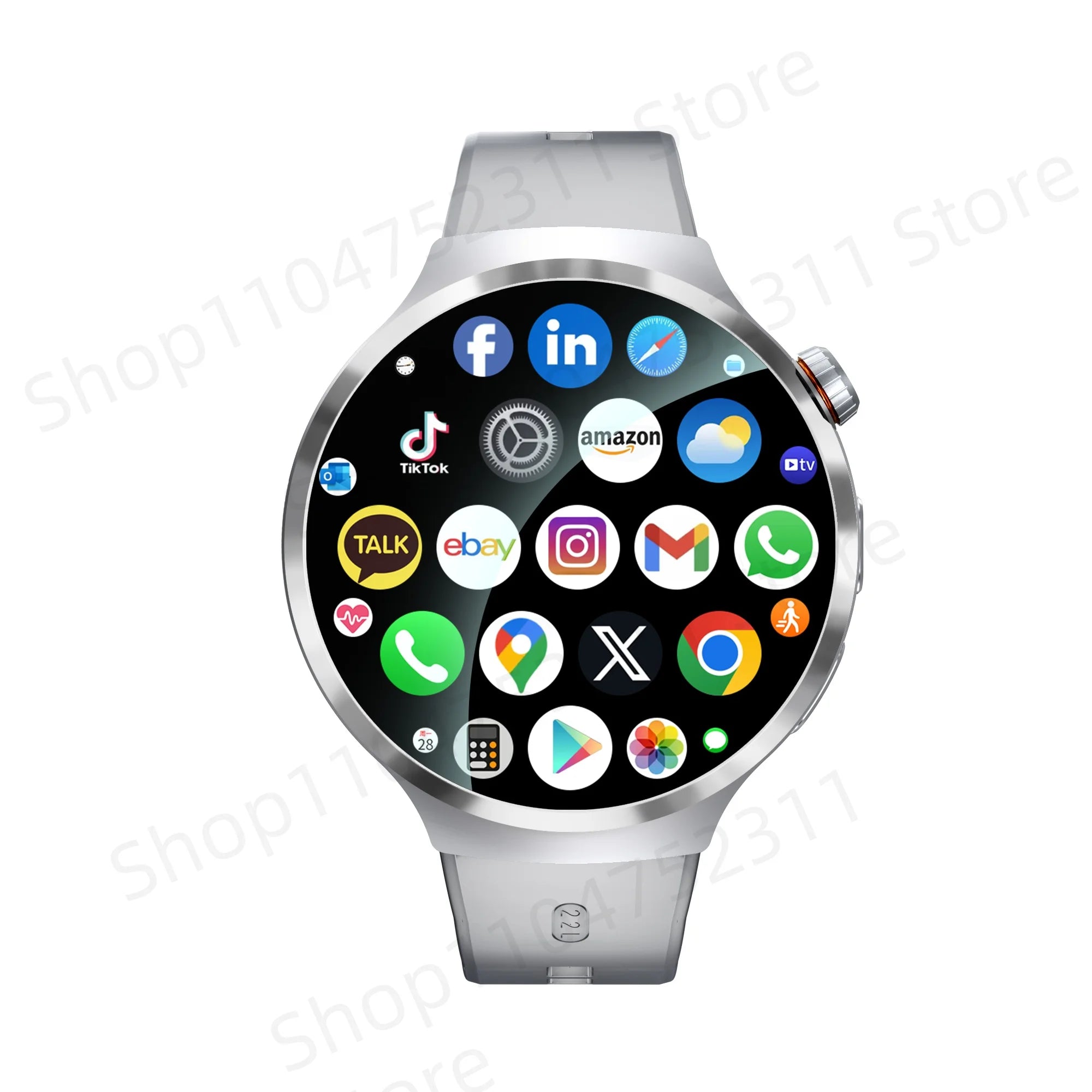 Smartwatch avec grand écran Amoled 1,98 pouces 210 °   Caméra rotative GPS Position surveillance de la santé Android 13.0 montre intelligente hommes