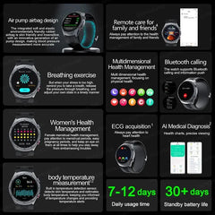 2025 santé montre intelligente NFC ECG pompe à Air pression artérielle oxygène sanguin ECG + PPG Bluetooth appel NFC montre intelligente pour hommes femmes Airbag