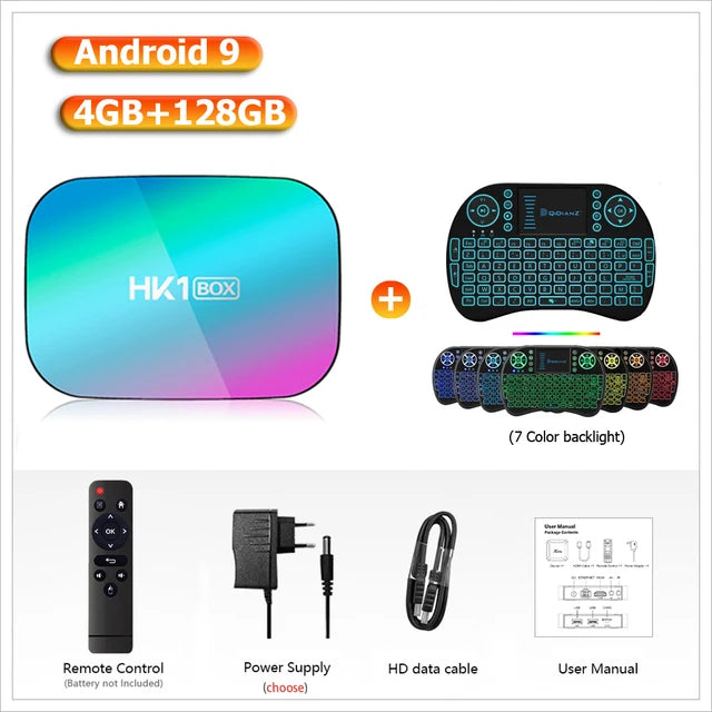 Boîtier TV intelligent Android 9.0 4K 100m 1080P HK1 boîtier amlogic S905X3 double WiFi 4GB RAM 32GB 64GB ROM HK1BOX décodeur