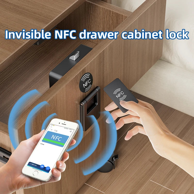 Serrure de porte intelligente en bois, serrure électronique Invisible, carte RFID, déverrouillage NFC, boîte aux lettres sans clé, casier, tiroir de meubles, serrures intelligentes