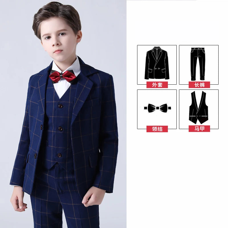 Children's Wedding Show Suit, Formal Suit, Blazer, Jacket, Pants, Bow Tie, 3 Pieces