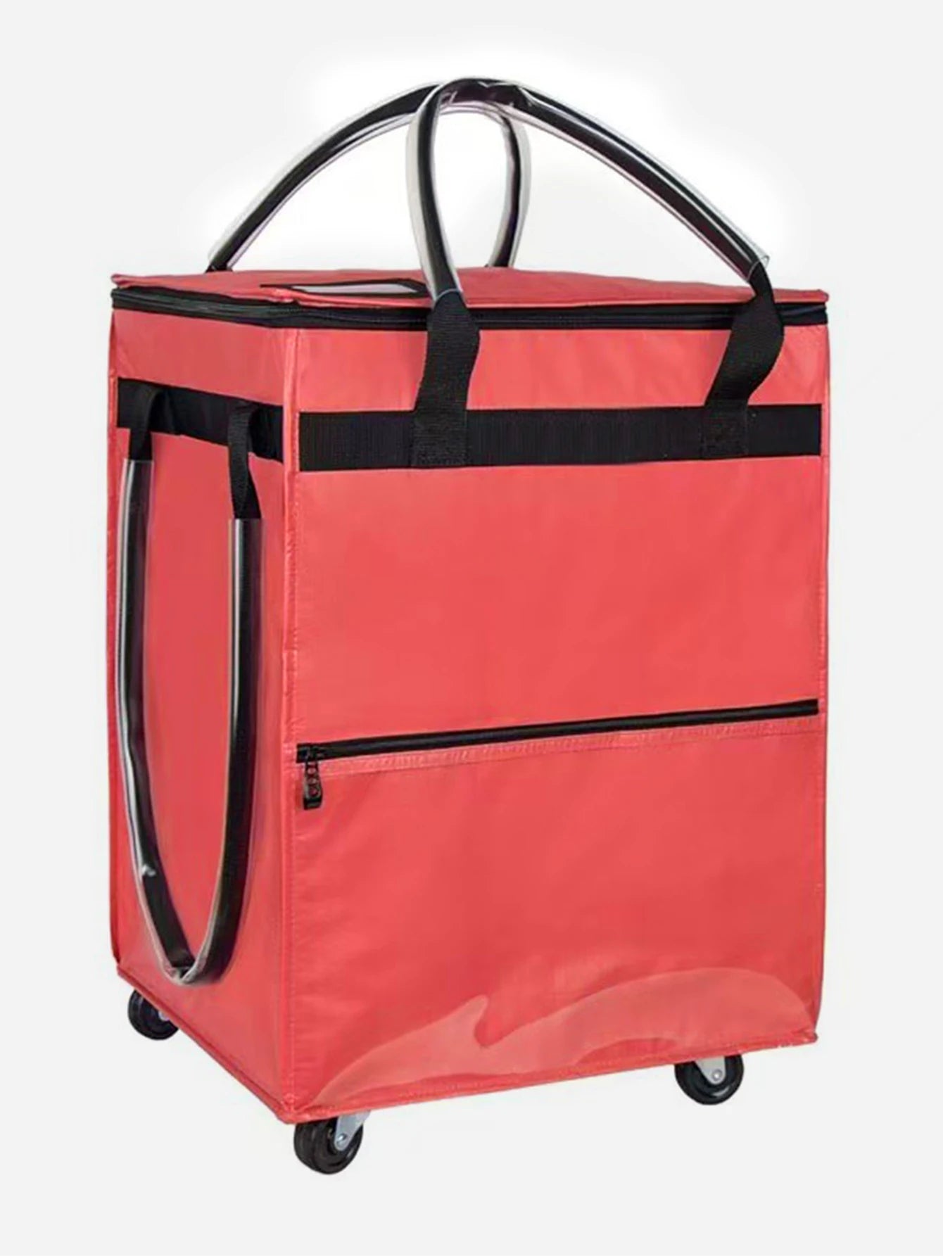 Sac de courses réutilisable à roulettes, sac fourre-tout roulant de voyage de grande capacité, fermeture à glissière, poignée pliable, pas facile à casser