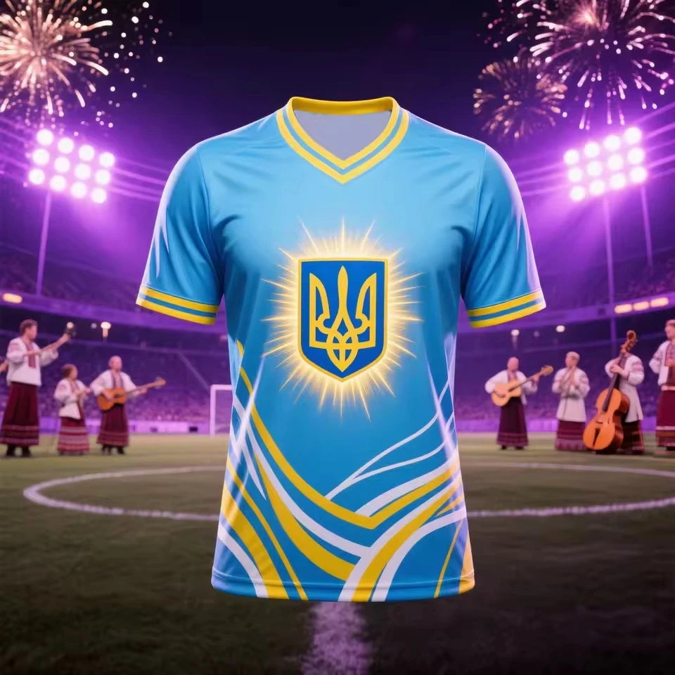 Maillot de Football ukrainien t-shirts adultes et enfants nouvelle tendance de la mode uniformes de Football imprimés numériques été hommes t-shirts de sport ukrainien