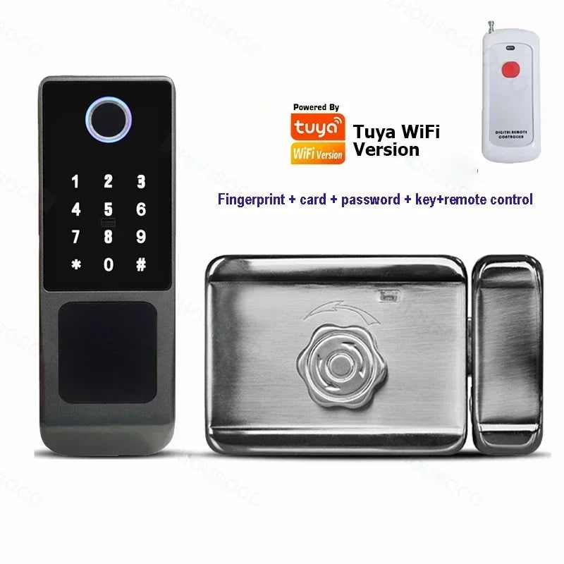 Serrure de porte intelligente électronique sans clé, serrure à empreintes digitales, étanche, Tuya, télécommande WiFi, Bluetooth, carte d'application TTLock, code numérique
