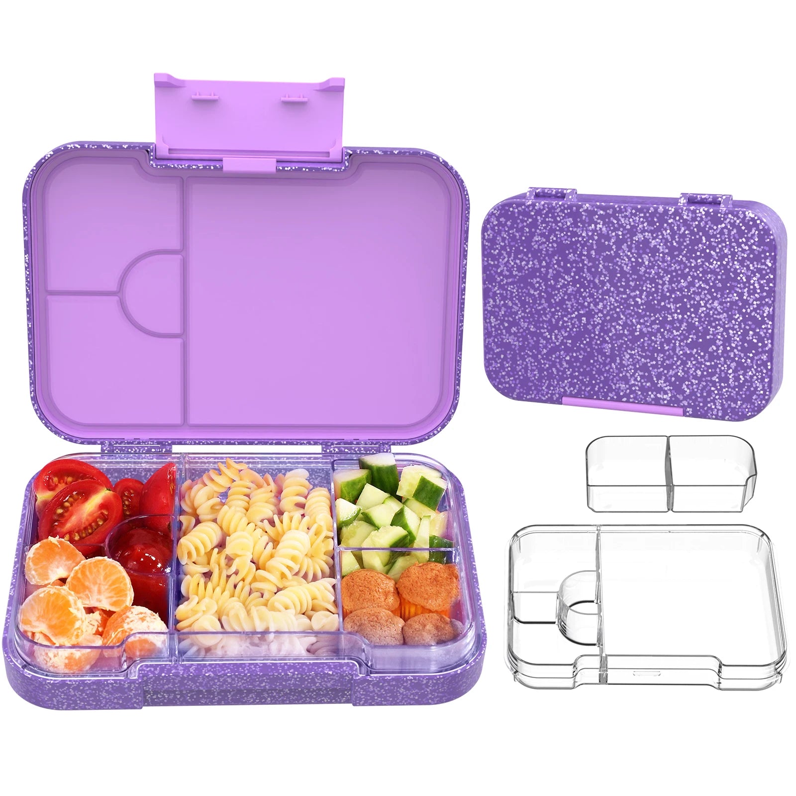 Boîte à lunch Bento pour enfants avec 4/6 compartiments, récipient alimentaire sans BPA, passe au micro-ondes et au lave-vaisselle pour les repas, l'école
