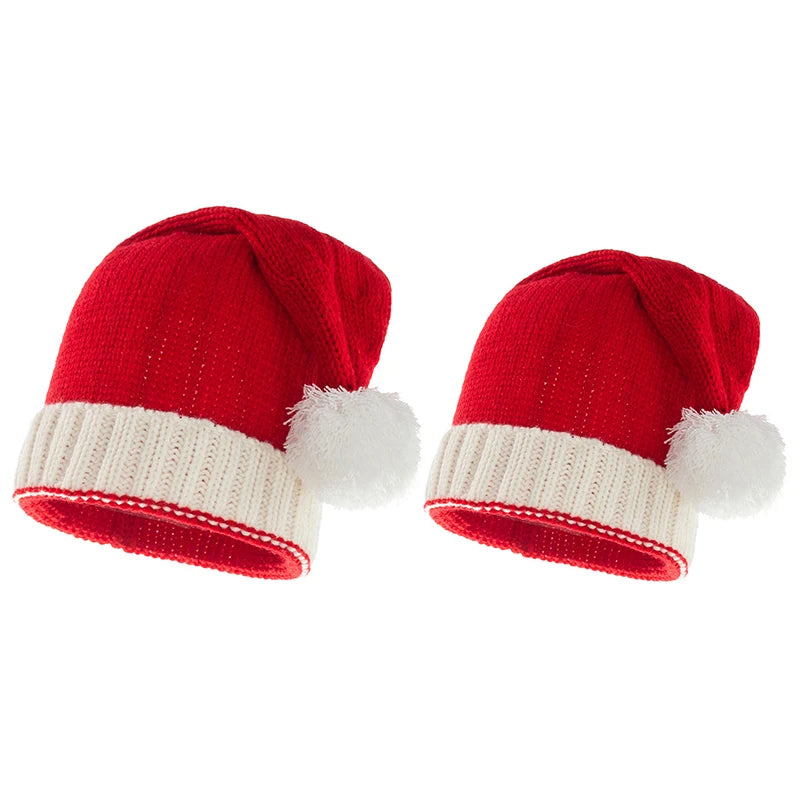 Chapeau de noël tricoté pour bébé, mignon, pompon, bonnet doux pour adulte et enfant, chapeau de père noël, cadeau du nouvel an pour enfant, décoration de noël 2023