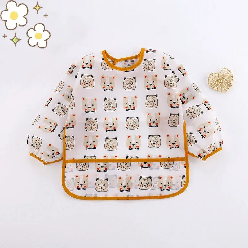 Bavoir de dessin animé en Silicone pour bébé de 0 à 6 ans, bavoirs doux, vêtements mignons pour tout-petits, sans BPA, tablier imperméable à manches longues