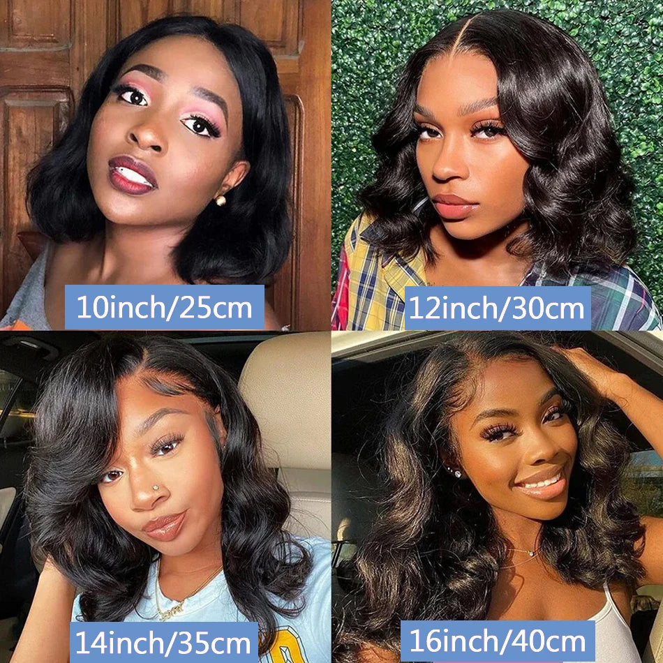 250% perruque de cheveux humains brésiliens vague lâche courte Bob perruque vague de corps 13X4 HD dentelle frontale perruque perruques de cheveux humains pour les femmes noires