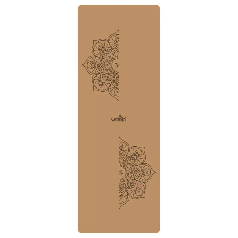 2025 Nouveau tapis de yoga de luxe en liège et caoutchouc naturel avec lignes d'alignement gravées au laser - Absorption des chocs, antidérapant, réduction du bruit