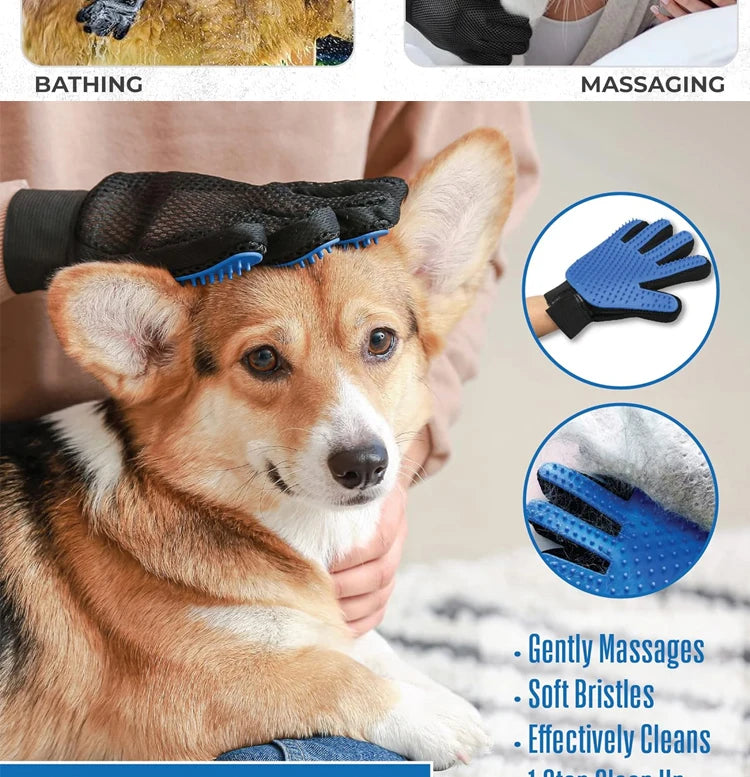 Gants de toilettage pour animaux de compagnie, brosse à cheveux et peigne pour chats, gants pour baigner, nettoyage des chiens, épilation pour chiens, accessoires d'utilisation d'animaux