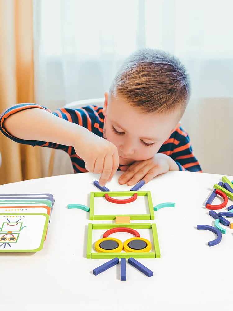 Bâtons et anneaux créatifs en bois, Puzzle, jeu d'intelligence, jouets éducatifs Montessori pour enfants de 3 ans