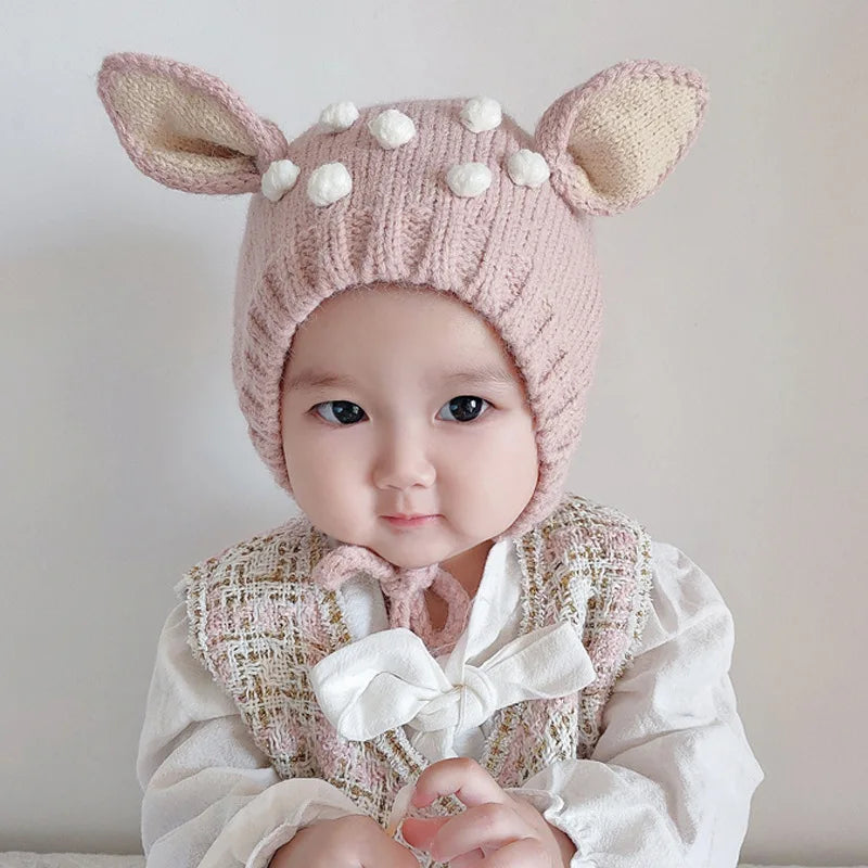 Bonnet de protection des oreilles Elk Cartoon pour enfants, bonnet de Noël pour enfants, cache-oreilles chauds pour nouveau-né, joli cadeau pour bébé, hiver