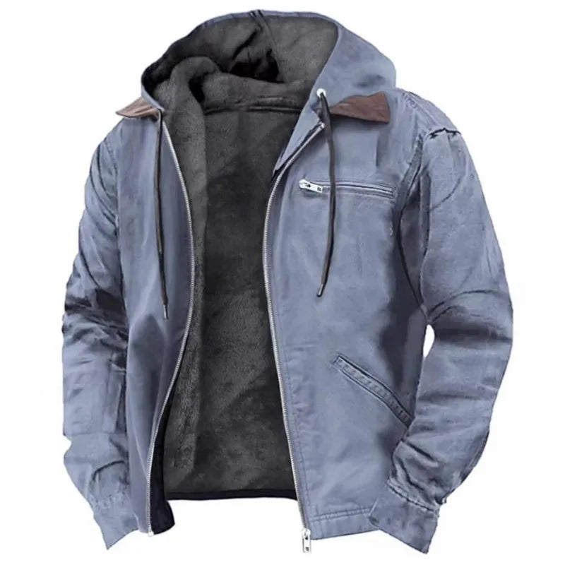 Men's New Fashion Casual Hooded Jacket, Retro Zip-Up Coat, Lightweight Streetwear, Versatile Outerwear for Spring and Autumn
