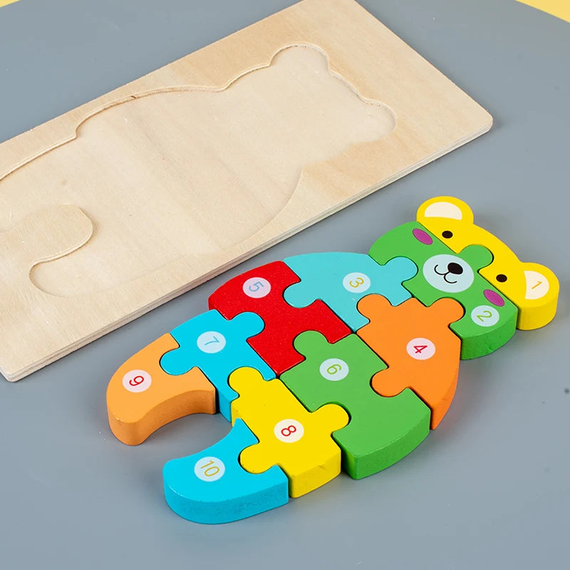 Puzzles en bois Montessori pour enfants, jouets pour tout-petits de 2 à 3 et 4 ans, jouet dinosaure