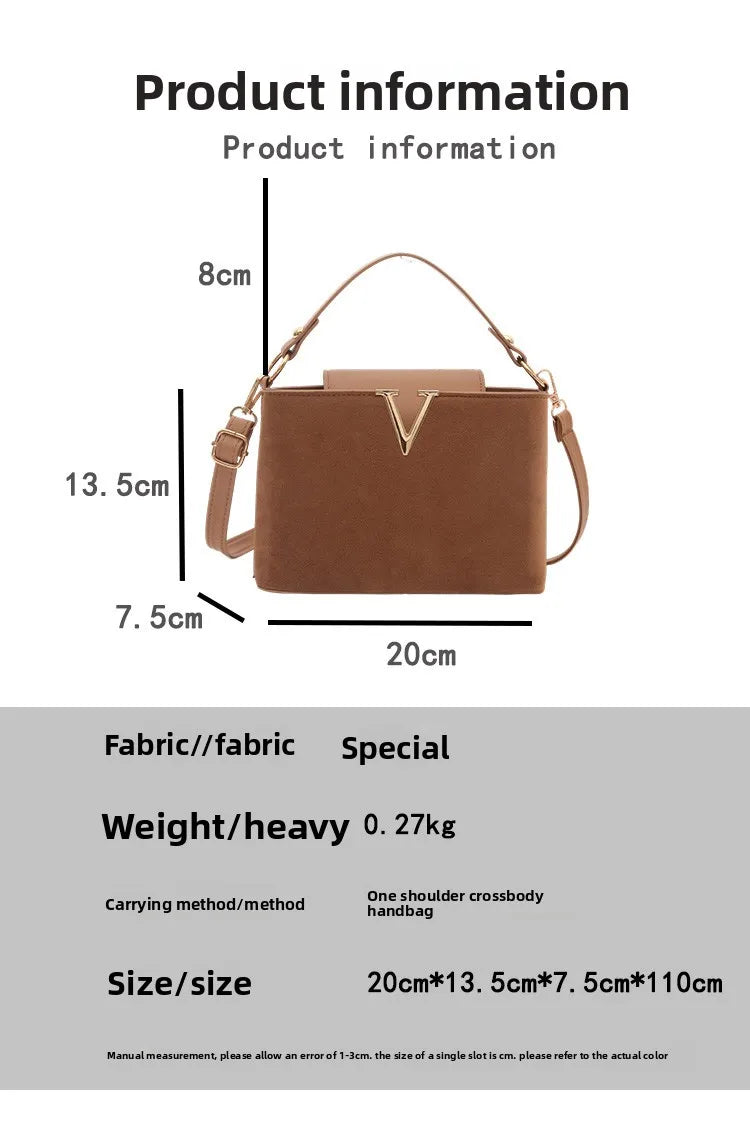 Fashionable mini suede bag for women, faux suede tote bag, decorative handbag with locking buckle, shoulder bags 