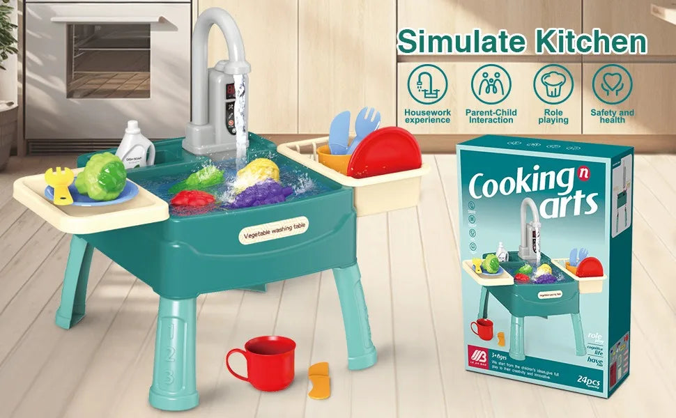 Jouets de lavage de légumes pour enfants, jeu à la maison, éducation précoce, simulation de cuisine, table à vaisselle électrique, sortie d'eau