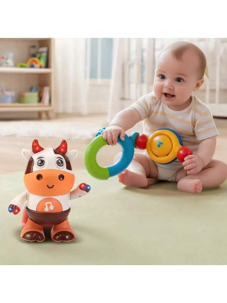 Jouet de vache dansante pour bébé, vache en peluche à musique électrique avec chansons et mouvements amusants, jouets interactifs pour bébé, mignon G de noël pour tout-petits
