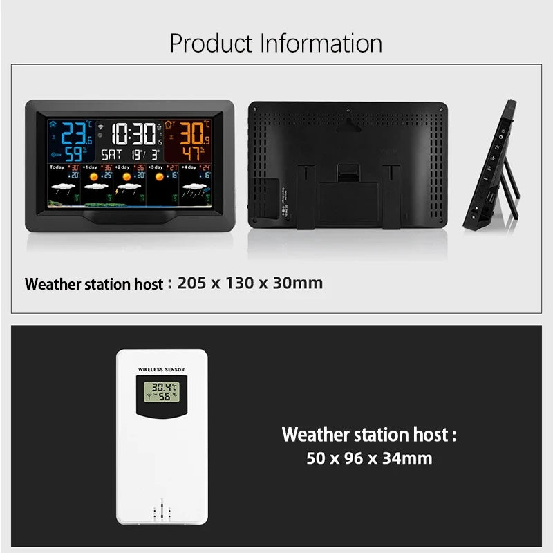 Tuya WIFI Station météo intelligente écran couleur APP contrôle météo réveil intérieur et extérieur température humidité mètre