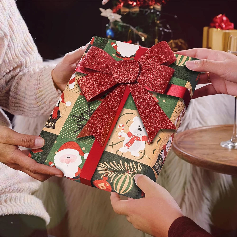 Papier d'emballage de cadeaux de Noël Papier d'emballage de cadeaux multi-styles Boîte-cadeau de Noël écologique Papier Cadeaux d'anniversaire et de vacances