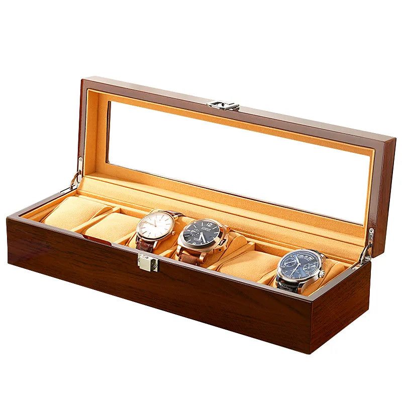 Boîtes à Montres en Bois Noir à 6 Fentes pour Homme, Présentoir de Magasin, Pratique, Rangement de Bijoux
