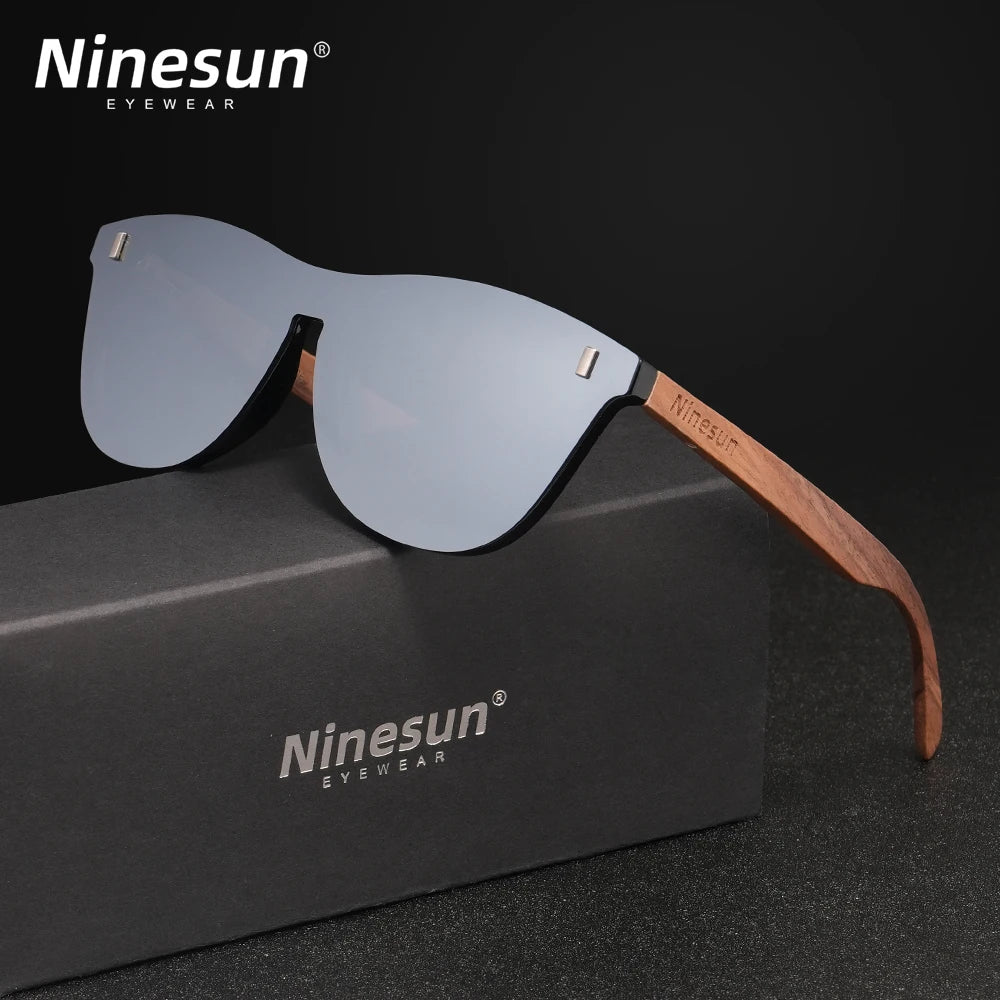 NINESUN haute qualité noyer lunettes de soleil bois lunettes polarisées hommes femmes UV400 sans monture Original en plein air mode casual lunettes