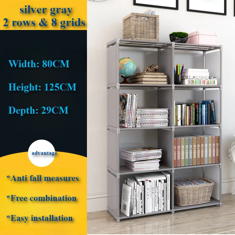 Simple storage shelf, multi-layered clutter storage shelf, bookcase organizer, easy assembly for bedroom or bookcase
