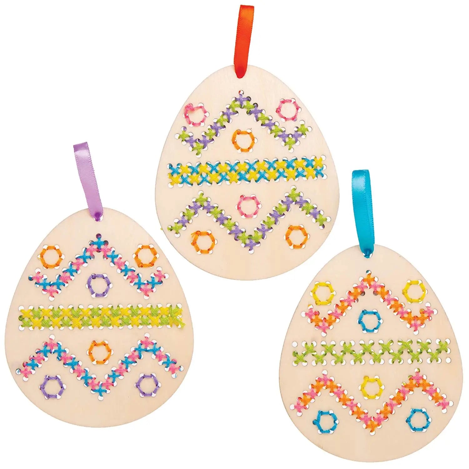 DIY embroidery kit, Easter egg embroidery craft set, children's wooden craft, children's sewing project for Easter decorations