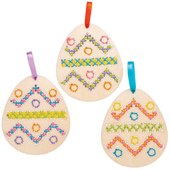 DIY embroidery kit, Easter egg embroidery craft set, children's wooden craft, children's sewing project for Easter decorations