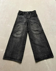 Y2K jean ample femme Hip Hop taille haute jean noir paresseux surdimensionné motif de broderie rétro jean haute rue vêtements