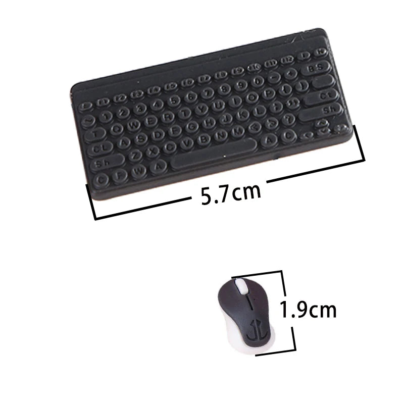 Clavier/souris sans fil Miniature, accessoires d'ordinateur pour poupée, maison de poupée 1/12, ornement de bureau/salle de sport électronique
