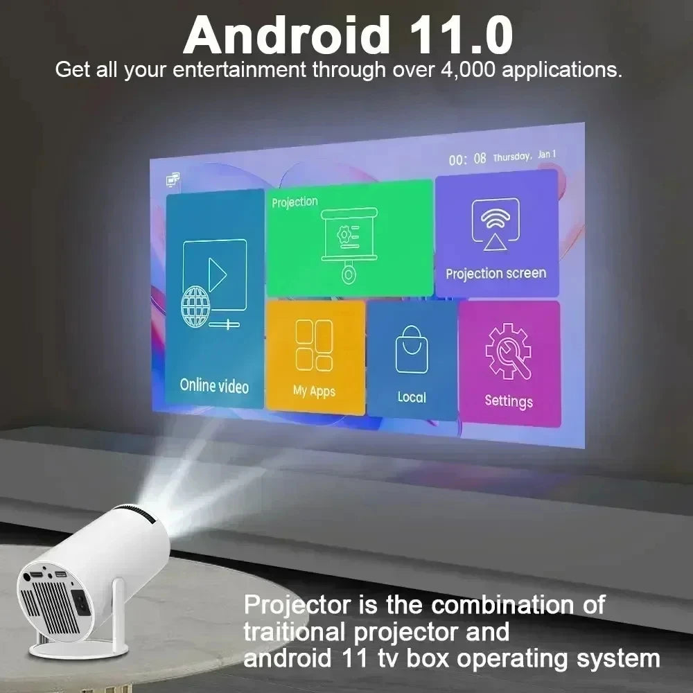 Projecteur de maison intelligente 1080P HDR10 4K pris en charge Mini projecteur Portable WiFi Bluetooth miroir d'écran projecteur de théâtre clé TV