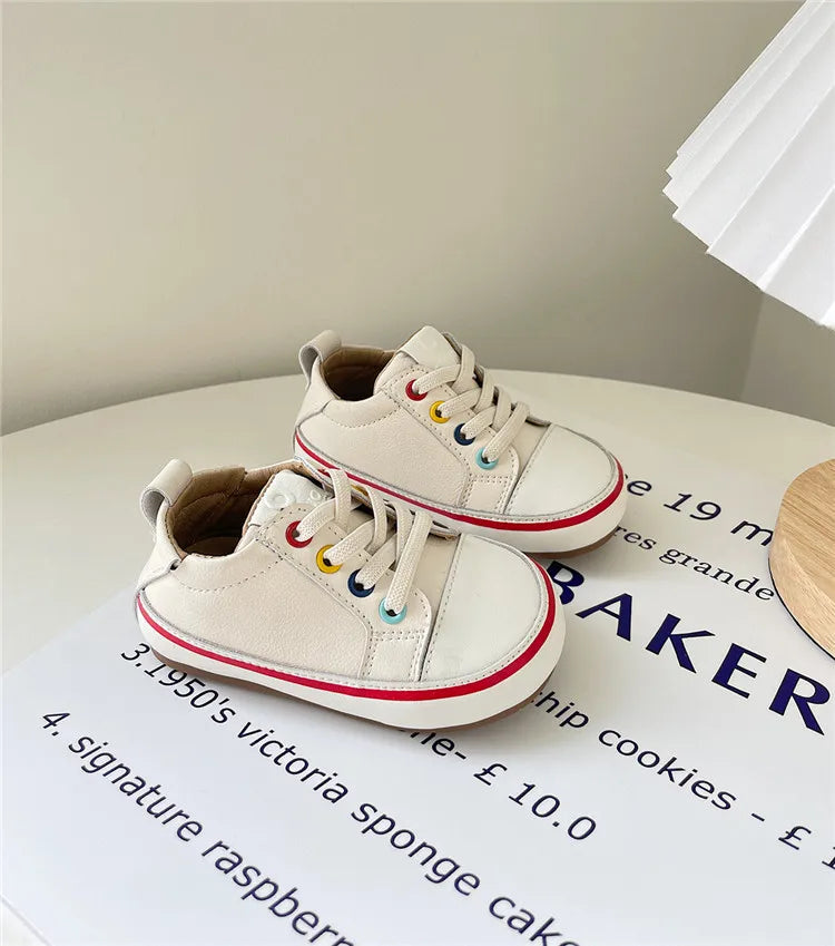 Chaussures en cuir pour bébés garçons et filles, baskets pieds nus à semelle souple, Tennis en plein air, à la mode, nouvelle collection printemps/automne 2024