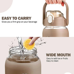 Bouteilles d'eau en verre de 1000ML avec paille, bouteille en verre avec manchon en Silicone et marqueur de temps, pour salle de sport, Camping, maison et bureau