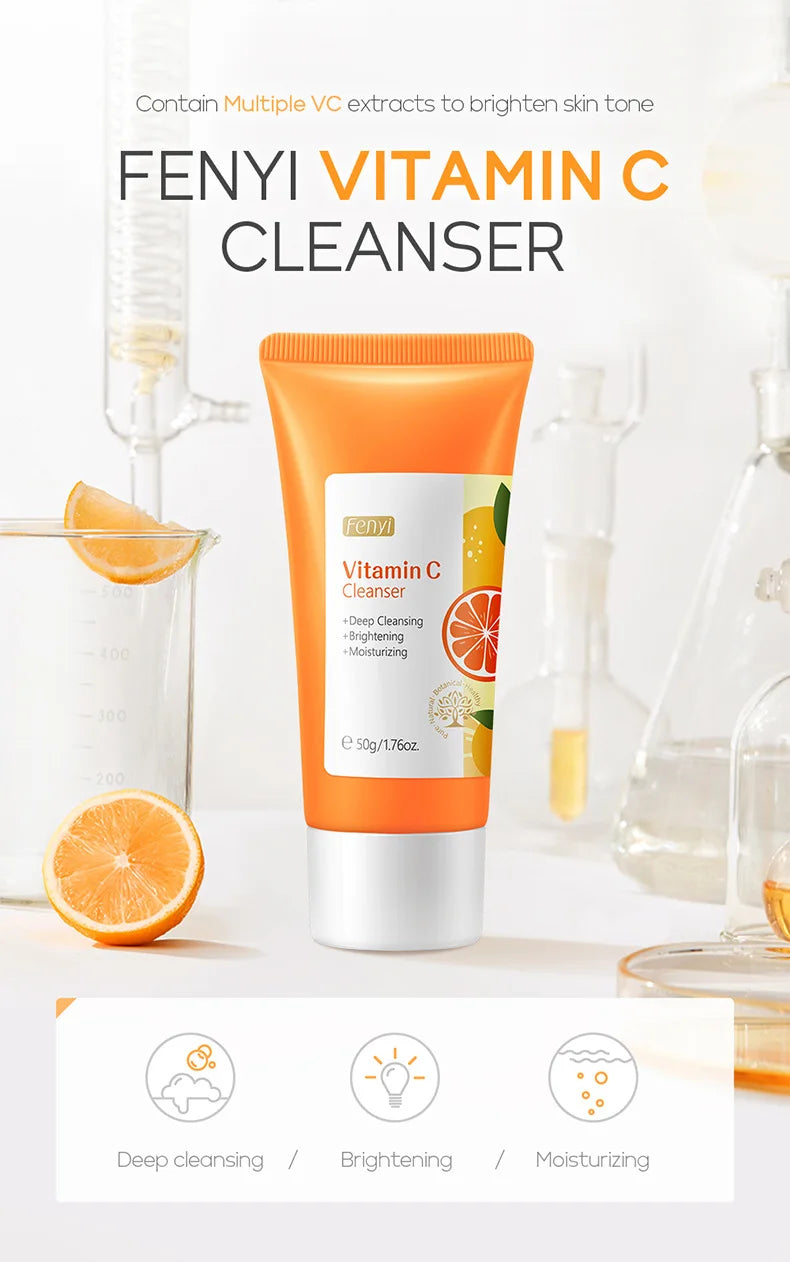 Nettoyant pour le visage à la vitamine C, nettoyage en profondeur, hydratant, élimination des points noirs, soins de la peau, mousse de lavage du visage, soins pour la peau