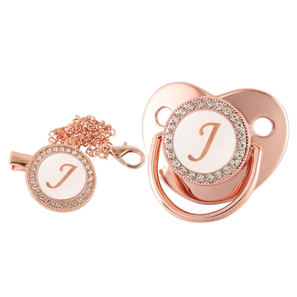 26 lettres bébé attache-sucette or Rose Bling porte-sucette Silicone sucette mamelon factice bébé douche cadeaux